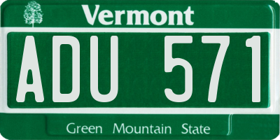 VT license plate ADU571