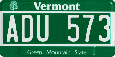 VT license plate ADU573
