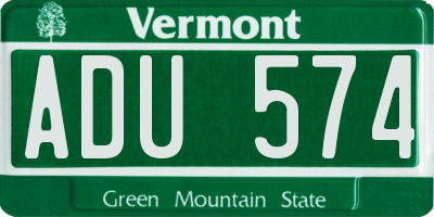 VT license plate ADU574