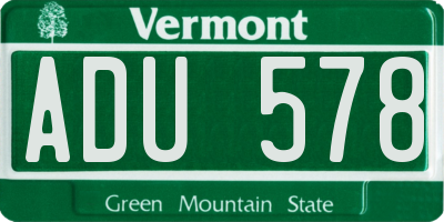 VT license plate ADU578