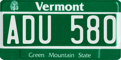 VT license plate ADU580