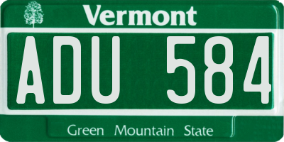 VT license plate ADU584