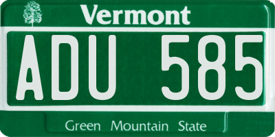VT license plate ADU585