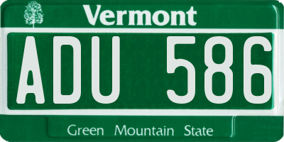 VT license plate ADU586