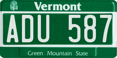VT license plate ADU587