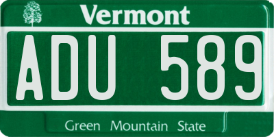 VT license plate ADU589