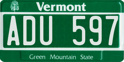 VT license plate ADU597