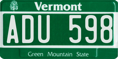 VT license plate ADU598