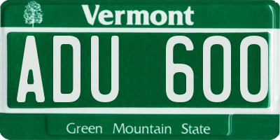 VT license plate ADU600