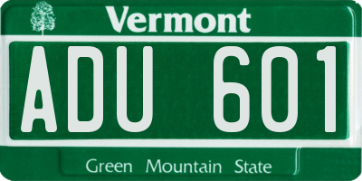 VT license plate ADU601