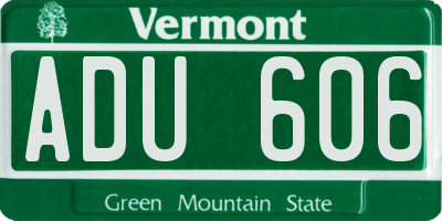 VT license plate ADU606