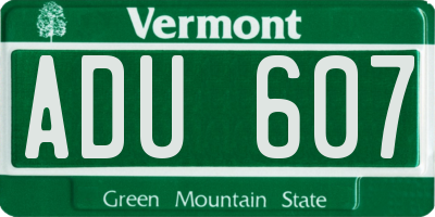 VT license plate ADU607