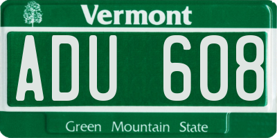 VT license plate ADU608