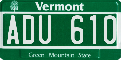 VT license plate ADU610
