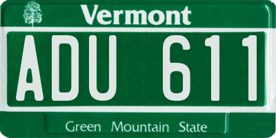 VT license plate ADU611