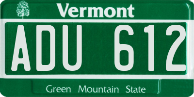 VT license plate ADU612