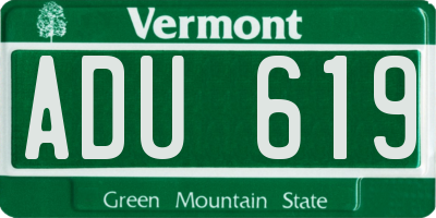 VT license plate ADU619