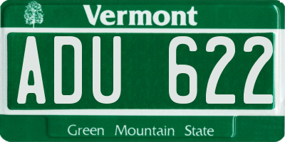 VT license plate ADU622