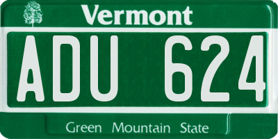 VT license plate ADU624