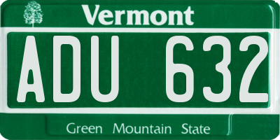 VT license plate ADU632