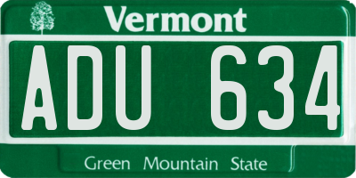 VT license plate ADU634