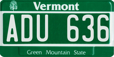 VT license plate ADU636