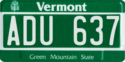 VT license plate ADU637