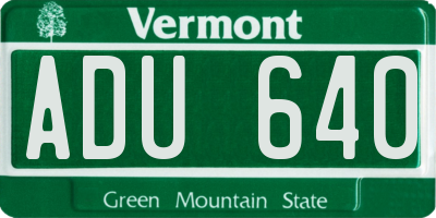 VT license plate ADU640
