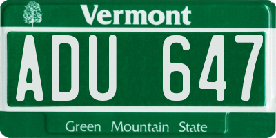 VT license plate ADU647