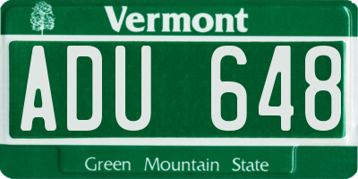 VT license plate ADU648