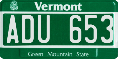 VT license plate ADU653