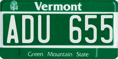VT license plate ADU655