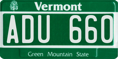 VT license plate ADU660