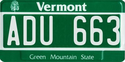 VT license plate ADU663
