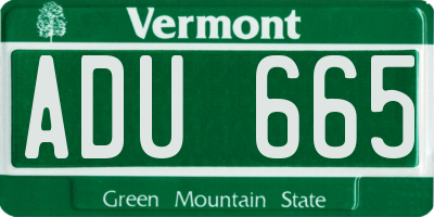VT license plate ADU665