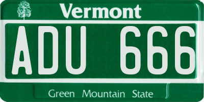 VT license plate ADU666