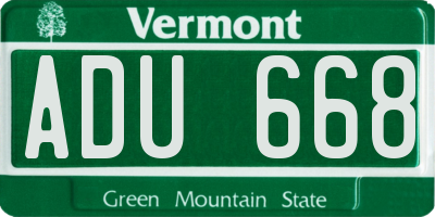 VT license plate ADU668