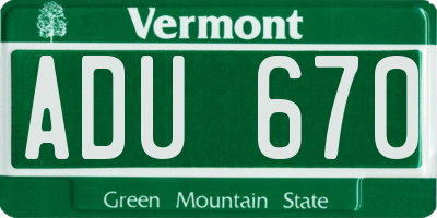 VT license plate ADU670