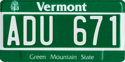 VT license plate ADU671