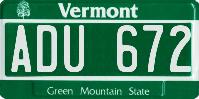 VT license plate ADU672