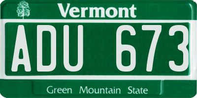 VT license plate ADU673