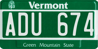 VT license plate ADU674