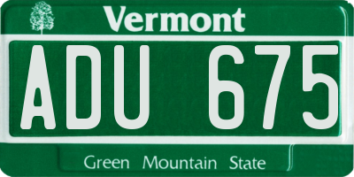VT license plate ADU675