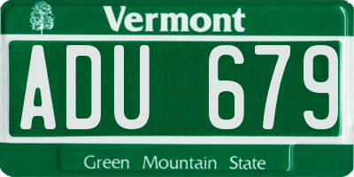 VT license plate ADU679