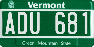 VT license plate ADU681