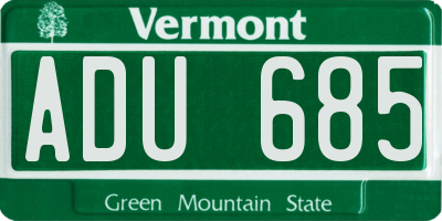 VT license plate ADU685
