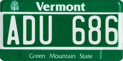 VT license plate ADU686