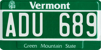 VT license plate ADU689