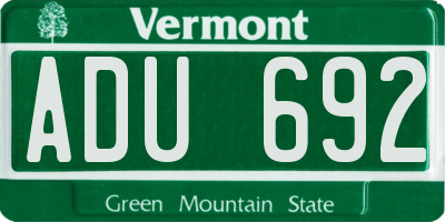 VT license plate ADU692