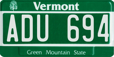 VT license plate ADU694